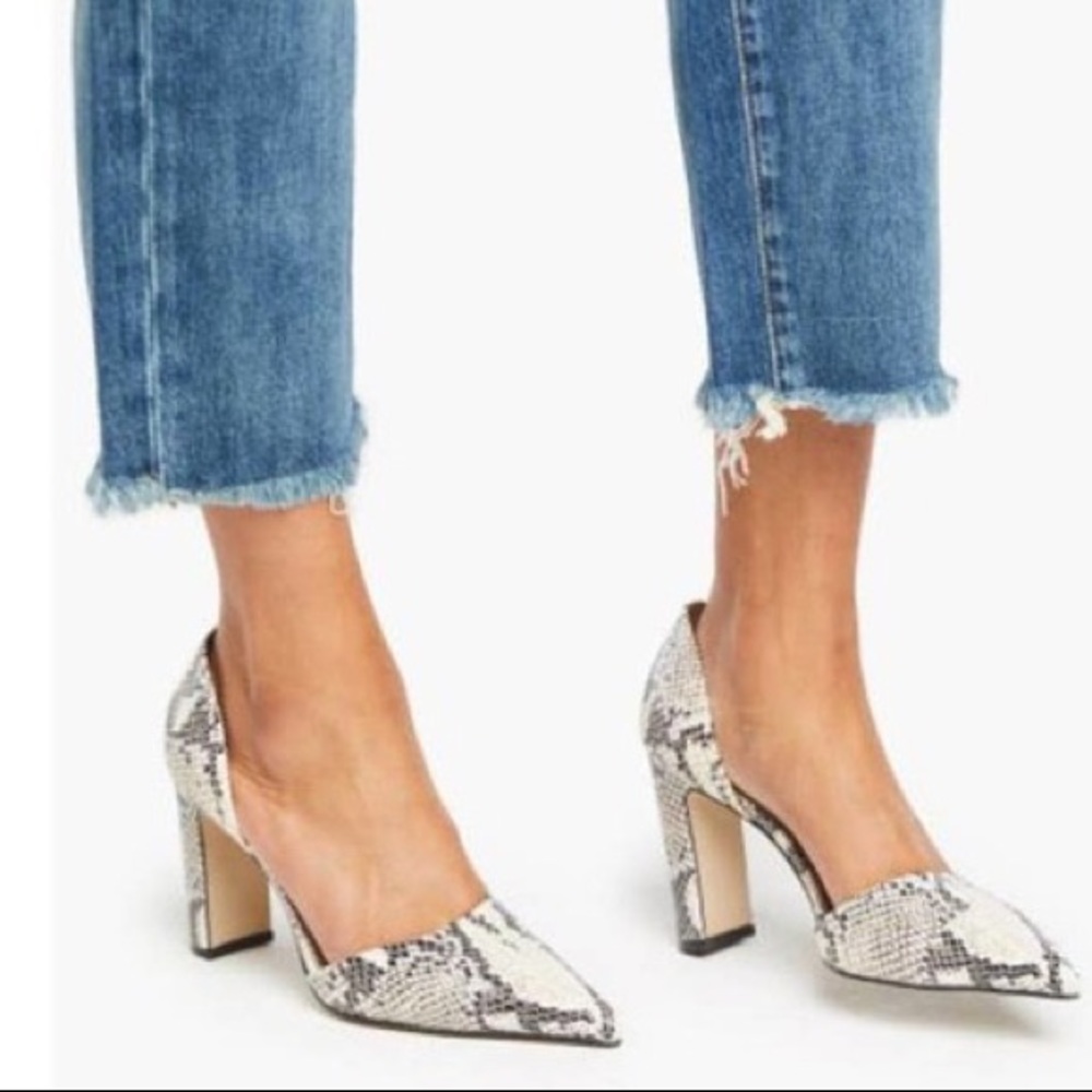 Brand new ABLE Sarai D’Orsay snake print heels NWT